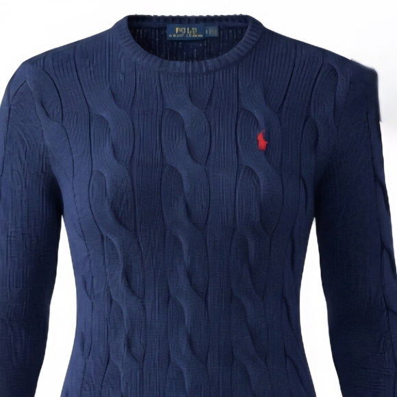 Ralph Lauren Blue Label Sweaters - Ralph Lauren Polo Cable Knit Sweater Red Pony Navy Medium Preppy Like New